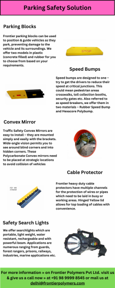 Frontier Delineator posts, also called bollards are good visual demarcations and can be used at hospitals, malls, schools etc with an attachment of message board. These delineator posts are designed for maximum visibility, quick setup and low maintenance, these delineator posts feature a ‘flare-bottom’ design with one-inch wide right angle flare to insure positive locking of post and base. 

For more information » on Traffic safety india. Visit us & give us a call now » at +91 9899998545 or mail us at delhi@frontierpolymers.com»
