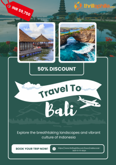 Embark on the ultimate Bali vacation with our exclusive packages. Enjoy breathtaking beaches, rich culture, and luxurious resorts. Our custom Bali packages seamlessly blend adventure, relaxation, and lasting memories. Reserve your extraordinary getaway in paradise today.
