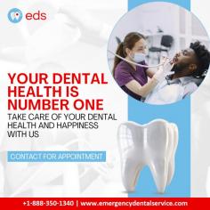 Dental Health | Emergency Dental Service

Your dental health is number one—take care of it and your happiness with Emergency Dental Services. We offer various dental health solutions to meet your needs, from routine check-ups to urgent dental care. Contact us today to schedule an appointment and experience the difference in your dental health. Schedule an appointment at 1-888-350-1340. 