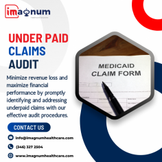 With the unpaid claims audit services provided by iMagnum Healthcare Solutions Inc., you can make sure your medical practice gets paid every penny it is due. Our skilled auditors look for underpayments and inaccurate repayments using modern analytics. Together with each other, we can decrease claim denials, increase cash flow, and let you concentrate on giving patients high-quality care while we manage the intricate details of claim audits.


Company: iMagnum Healthcare Solutions
Visit: https://www.imagnumhealthcare.com/services/under-paid-claims-audit

Address: 26077 Nelson Way, Unit#502, Katy, Tx 77494