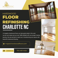 Ready to revitalize your home with hardwood floor refinishing in Charlotte, NC? Majestic Hardwood Floors offers comprehensive refinishing services that breathe new life into your floors. Our professional team uses the latest methods and high-quality products to achieve a perfect finish. For hardwood floor refinishing in Charlotte, NC, rely on Majestic Hardwood Floors for outstanding quality and service. Contact us today to schedule your refinishing project and enhance your home’s elegance.  For more info visit here: https://majestichardwoodfloors.com/