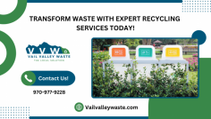 Turn Trash Into Treasure with Our Recycling Services

Transform waste into resources with our top-tier recycling services. Vail Valley Waste provides eco-friendly, efficient recycling solutions for homes and businesses, reducing your carbon footprint and promoting sustainability. Join us in making the planet greener, one recyclable at a time. Contact us at 970-977-9228 today!