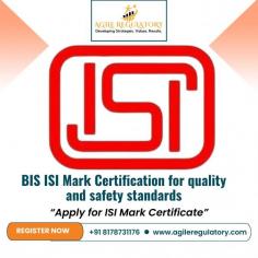 BIS ISI Mark Certification, granted by the Bureau of Indian Standards, signifies a product's compliance to Indian quality and safety standards. An Agile Regulatory Consultant can streamline this certification process by providing expert advice, managing the required documentation, and ensuring compliance with all relevant standards efficiently. To know more visit https://www.agileregulatory.com/service/isi-mark-certificate