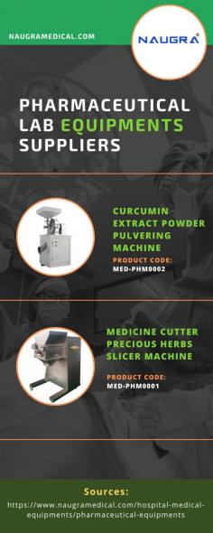 Pharmaceutical Lab Equipments Suppliers
A chemist who works in the pharmaceutical industry is aware of how crucial particular pharmacy lab equipment is to the success of pharmacy innovation and research. There is a large range of these products available on the market from the most reliable producers of pharmacy lab equipment. Being the most reputable Pharmaceutical Lab Equipments Suppliers and makers of pharmacy lab equipment, NaugraMedical has been dominating the market.
For more info visit us at: https://www.naugramedical.com/hospital-medical-equipments/pharmaceutical-equipments