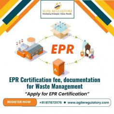 An Extended Producer Responsibility (EPR) certification mandates producers to manage the lifecycle of their products, ensuring environmental compliance. Agile Regulatory Consultants help businesses navigate and obtain EPR certification swiftly by providing expert guidance, ensuring adherence to regulations, and streamlining the certification process to meet sustainability goals effectively. . To know more visit https://www.agileregulatory.com/service/epr-certificate