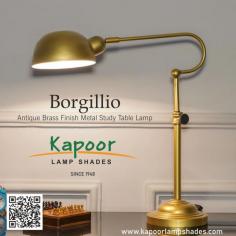 Borgillio Antique Brass Finish Metal Study Table Lamp is the perfect blend of classic charm and modern functionality. Whether you're working late, reading your favorite book, or simply adding a touch of sophistication to your decor, this lamp is your go-to choice. Elevate your space and enhance your productivity with a lamp that’s as beautiful as it is practical.