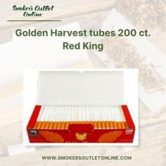 Shop Golden Harvest tubes 200 ct. Red King online at Smokers Outlet. These premium quality tubes provide a smooth and satisfying smoking experience with a rich, full-bodied flavor. Perfect for those who enjoy rolling their own cigarettes, each pack contains 200 king-size tubes, ensuring you have plenty on hand. For more information, visit our website.

https://www.smokersoutletonline.com/golden-harvest-tubes-200-ct-red-king.html