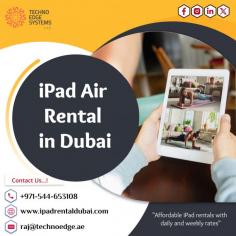 iPad Air rentals are popular for their cost-effectiveness, flexibility, and access to high-quality, versatile tech for short-term needs. Techno Edge Systems LLC offers you the best services of iPad Air Rental Dubai. For more info Contact us: +971-54-4653108 Visit us: https://www.ipadrentaldubai.com/