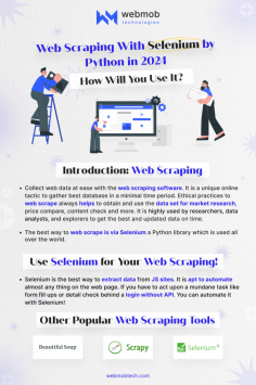 Collect web data at ease with the web scraping software. It is a unique online tactic to gather best database in a minimal time period. Ethical practices to web scrape always helps to obtain and use the data set for market research, price compare, content check and more. It is highly used by researchers, data analysts, and explorers to get the best and updated data on time.
