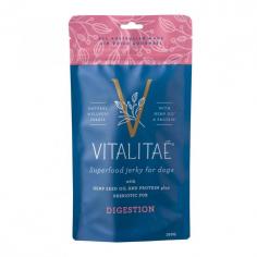 Improve your dog’s gut health and overall digestion with the Vitalitae Digestion Superfood Jerky Dog Treats. Shop now at the best price from VetSupply.
