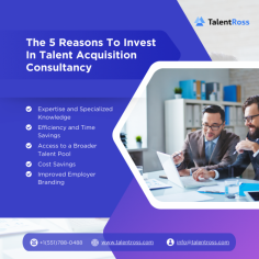 TalentRoss is a premier Talent Acquisition Consultancy dedicated to helping organizations find and retain the best talent in the industry. Our consultancy services are designed to streamline your hiring process, ensuring you attract top-tier candidates who align perfectly with your company’s culture and goals.

At TalentRoss, we understand that the cornerstone of any successful business is its people. Our Talent Acquisition Consultancy offers a comprehensive suite of services, including strategic workforce planning, candidate sourcing, and employer branding. We leverage advanced recruitment technologies and methodologies to identify and engage high-caliber professionals across various sectors.

Our expert consultants work closely with your HR team to develop customized talent acquisition strategies that meet your specific needs. By focusing on both short-term staffing solutions and long-term talent management, TalentRoss ensures that your organization remains competitive in today’s dynamic job market.

With TalentRoss, you gain more than just a recruitment partner. You gain a strategic ally committed to your success. Our deep industry insights and proactive approach to talent acquisition enable us to deliver exceptional results, helping you build a robust and agile workforce. Choose TalentRoss for a transformative Talent Acquisition Consultancy experience that drives your business forward.

for more info : https://talentross.com/services/talent-acquisition-consultants/
Contact us : +1(551)788-0488
Email : info@talentross.com