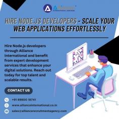 Hire Node.js developers through Alliance International and benefit from expert development services that enhance your digital solutions. Reach out today for top talent and scalable results. For more information, visit: www.allianceinternational.co.in/hire-node-js-developer. #hirenodejsdeveloper