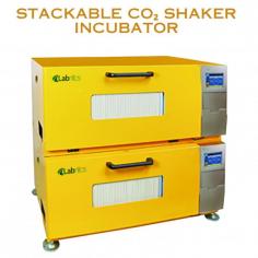 Labnics Stackable CO₂ Shaker Incubator is  a dual-tier unit offering versatile agitation from 10 to 300 rpm. Featuring a 7-inch LCD touch screen for intuitive control, it includes a glass door with Heating Function and a waterproof stainless steel inner chamber. This incubator ensures precise temperature and speed control, stability with a triple-eccentric wheel,  With CO₂ control up to 20% and an adjustable timing defrost function, it supports convenient sample handling via a pullout shaker platform. Includes USB interface for data transfer.