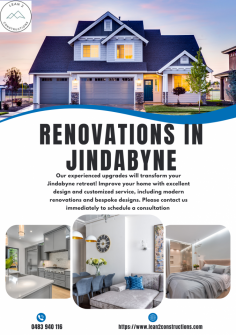 Explore easy and unique renovations in Jindabyne! Improve your environment with our fine craftsmanship and unique designs. We can make your concept a reality, whether it's a custom renovation or a contemporary upgrade. Get in touch with us right now to find out how our specialised renovation services may improve your Jindabyne home. Visit our website 
https://www.lean2constructions.com/services/renovations/  
