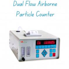 Labmate Dual Flow Airborne Particle Counter features advanced dual flow rate (2.83 L/min  and50ml/min). technology for optimal air quality and contamination control. Equipped with a built-in air pump, it offers six-channel counting, real-time monitoring, and accessible data. The test period is 1 to 10 mins delivering quick results. 