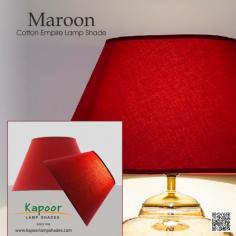 Add a bold splash of color and sophistication to any room with this stunning maroon cotton lamp shade. Designed to fit a variety of lamp bases, its rich hue and classic empire shape make it the perfect accent piece for your living space. Whether you're refreshing your bedroom, living room, or office, this lamp shade brings a touch of elegance and warmth.