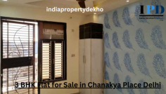 ready-to-move, fully furnished 3 BHK flat in Chanakya Place, Delhi. Located in a developed residential area, it spans 99.00 sq. yards on the 1st floor, with 1 car parking