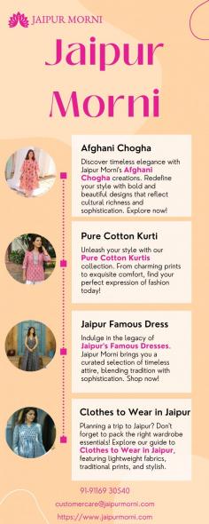 Unleash your style with our pure cotton kurtis collection. From charming prints to exquisite comfort, find your perfect expression of fashion today!

More info
Email Id-	customercare@jaipurmorni.com
Phone No-	91-91169 30540
Website-	https://www.jaipurmorni.com/products/pink-printed-sequinned-pure-cotton-kurti