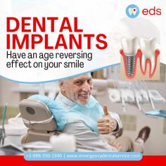 Dental Implants | Emergency Dental Service

Dental implants not only restore your smile but also provide an age-reversing effect. With their natural appearance and feel, they offer a long-term solution for tooth loss. In case of any emergency, Emergency Dental Service is ready to provide quick assistance and ensure your smile is always at its best. Schedule an appointment at 1-888-350-1340.