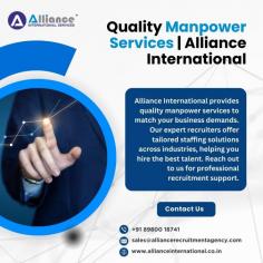 Alliance International provides quality manpower services to match your business demands. Our knowledgeable recruiters assist you in finding the greatest candidates by providing specialized staffing solutions across industries. For expert assistance with recruitment, get in touch with us, Visit: www.allianceinternational.co.in/manpower-services.