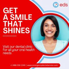 Get A Smile That Shines | Emergency Dental Service

Get a smile that shines with Emergency Dental Service—your one-stop destination for all your oral health needs. From routine check-ups to emergency care, we ensure that your smile shines brightly. Experience excellent dental care tailored to your unique requirements.  Schedule an appointment at 1-888-350-1340.