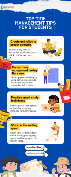 Learn top time management tips for students! This will help you conquer your to-do list, focus on what matters most, and achieve academic success without sacrificing your well-being.
Visit Our website : https://topnotchtutorials.com/