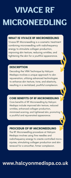Vivace RF Microneedling is a cosmetic treatment combining microneedling with radiofrequency energy to stimulate collagen production, improving skin texture, reducing wrinkles, and tightening the skin for a youthful appearance.