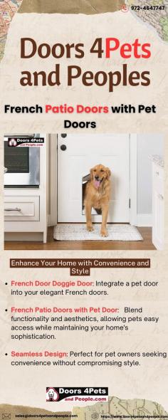Enhance your living space with stylish French patio doors equipped with a convenient doggie door. These French doors with pet access provide easy outdoor entry for your pets without compromising on elegance and functionality, ensuring seamless indoor-outdoor living for your furry friends.
