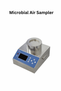 Labmate micro air sampler collects air at 100 L/min, with a sampling range of 0.01 to 9.0 m³. It features multi-jet holes with a flow rate of 0.38 m/s and offers programmable controls for automatic sampling. The integrated LCD allows real-time monitoring of various parameters.
