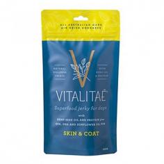 Boost your dog's skin and coat with Vitalitae Superfood Jerky. These treats contain essential fatty acids to keep your dog's skin healthy and their coat shiny.
