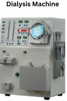 Medzer dialysis machine performs dialysis, replicating the kidney's function of filtering waste and excess fluids from the blood. It has a connected load of ≤ 2000 VA, a power supply of AC 220 V, 50 Hz ~ 60 Hz, dimensions of 850 × 840 × 1660 mm, and weighs 140 kg.
