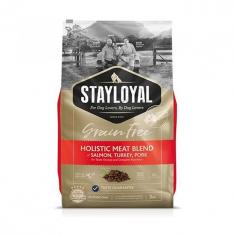 Treat your dog with Stay Loyal Grain-Free Salmon, Turkey, and Pork Treats. This dry food is a healthy, grain-free snack perfect for a balanced diet.
