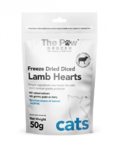 "The Paw Grocer Freeze Dried Diced Lamb Hearts Cat Treats

The Paw Grocer's lamb hearts are sourced from Australian farms and freeze-dried in Tasmania. Organ meat is not only a great source of iron, but the fat found in lamb contains anti-inflammatory OMEGA-3 fatty acids.

For More information visit: www.vetsupply.com.au
Place order directly on call: 1300838787"