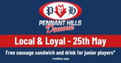 Pennant Hills Demons' Annual Local and Loyal Round

Visit: https://www.phafl.com.au/local-and-loyal/

The Local and Loyal round is a special promotion by the club in supporting all our Junior Clubs in AFL. Over the past week and during the lead up to this weekend, Penno players and coaches have been attending Junior Club training sessions and engaging with the junior players and coaches.