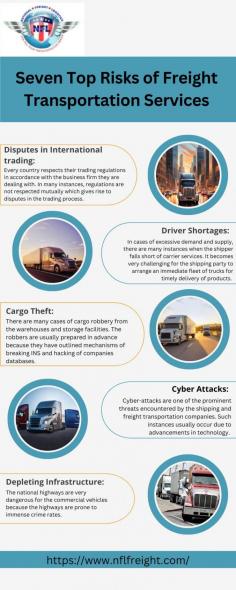 Dive into the complexities of carrier services and supply chain vulnerabilities in freight transportation. Our blog identifies businesses' top risks, providing actionable insights to enhance logistics resilience and efficiency. Visit here to know more:https://www.nflfreight.com/blog/seven-top-risks-of-freight-transportation-services