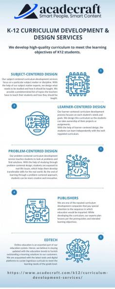 Discover innovative K-12 curriculum solutions tailored for adaptable corporate training environments. These solutions integrate proven educational methodologies with corporate learning objectives, fostering comprehensive skill development and employee engagement. Enhance your training programs with versatile curriculum approaches designed to empower learners across diverse corporate settings. https://www.acadecraft.com/k12/curriculum-development-services/