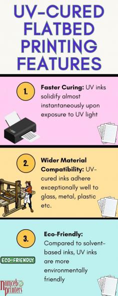 UV-cured flatbed printing, on the other hand, uses ultraviolet light to cure the ink instantly. It’s quite a cool process and our flatbed printing Mpumalanga clients often get insight into some of the key features of this printing method.
