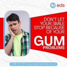 Gum Problems | Emergency Dental Service

Don't let gum problems ruin your smile or your fun. Emergency Dental Service offers rapid and specific treatment to help you regain your dental health. Trust us to prioritize your health, even in an emergency. Maintain your brilliant smile shining brightly with our quick and reliable assistance. Schedule an appointment at 1-888-350-1340.