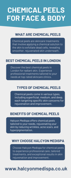 Halcyon Medispa in London offers Chemical Peels for Face & Body, tailored to address various skin concerns. This advanced exfoliation treatment rejuvenates the skin, improving texture, tone, and clarity. With personalized protocols, clients achieve a radiant complexion and renewed confidence.