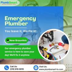 When a burst pipe or clogged drain strikes, it quickly turns into a  emergency. That's where PlumbSmart's emergency services come into play. We know how urgent these situations can be, so we offer expert emergency plumbers in New Braunfels to respond quickly. Our team is equipped to tackle any plumbing issue efficiently and effectively. Count on us for timely plumbing solutions when you need them most. Contact us right away.  Visit: https://plumbsmart-tx.com/service-area/new-braunfels/