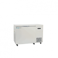 Labtron -135°C Ultra Low Temperature Chest Freezer offers 118 L capacity and is microcomputer-controlled. It features a self-overlapping refrigeration system with a branded compressor and evaporator. Designed with a 304 stainless steel liner, air pressure balance, universal casters, LED display, and safety door lock.