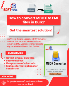 eSoftTools has recently launched new software, and users are thrilled with its capabilities. The MBOX Converter Software stands out for its ability to convert MBOX files to EML effortlessly. This tool supports both single and bulk file migration to EML in a single process, making it incredibly efficient. Users will find the software easy to use, with a simple interface that makes MBOX file recovery to formats like EML, PST/OST, IMAP, HTML, EMLX, NSF, Office 365, Gmail, and Yahoo Mail straightforward. It also offers a live preview of all emails before transferring them, ensuring that users can verify their data before conversion. Additionally, eSoftTools MBOX Converter Software ensures the full protection of user databases and supports all versions of Windows, providing a reliable and secure solution for email migration and conversion needs.

visit more:-https://www.esofttools.com/blog/how-to-convert-mbox-to-eml-files-in-bulk/
website:-https://www.esofttools.com/mbox-converter.html