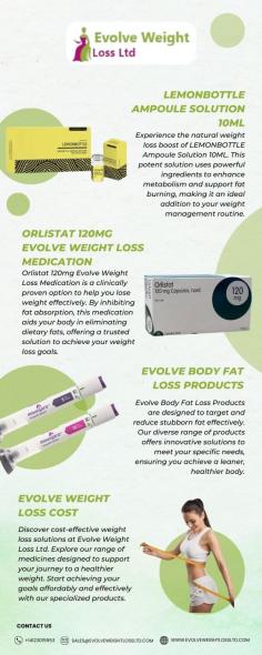 Orlistat 120mg Evolve Weight Loss Medication is a clinically proven option to help you lose weight effectively. By inhibiting fat absorption, this medication aids your body in eliminating dietary fats, offering a trusted solution to achieve your weight loss goals.