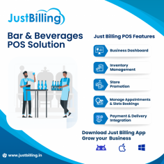 Experience seamless service with Just Billing’s Bar & Beverages POS software, empowering your business with inventory management, KOT tracking, table management, online ordering, and express billing.
About Just  Billing
Just Billing is an easy to use and comprehensive GST Invoicing & Billing App for Retail and Restaurant. It runs both on mobile and computer. This GST compliant point of sale (POS) makes it easier for you to keep track of your business and pay more importance to your business growth.

Learn more:   https://justbilling.in/pos-bar-beverages/
Download App: https://play.google.com/store/apps/details?id=cloud.effiasoft.justbillingstd
Email: sales@effiasoft.com
