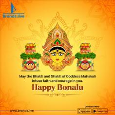 Explore Happy Bonalu Poster and Flyer designs on Brands.live. Enhance your celebrations with custom posters and flyers tailored to highlight the cultural richness and traditions of Bonalu. Start designing now to make your festival truly memorable with Brands.live! 