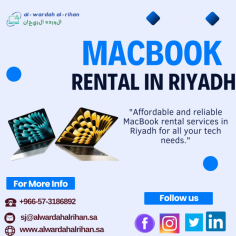 Top Quality MacBook Rental Services in KSA at Competitive Rates

We guarantee you receive the greatest technology for your needs by providing a variety of MacBook models at affordable prices. Whether you're renting for personal, business, or travel, our dependable and adaptable rental options meet your needs. With AL Wardah AL Rihan LLC, get premium MacBook Rental Services in Saudi Arabia. For top-notch MacBook rentals and outstanding service. Make a reservation for your MacBook today at +966-57-3186892 to improve your tech experience.

Visit: https://www.alwardahalrihan.sa/it-rentals/macbook-rental-in-riyadh-saudi-arabia/

#MacBookrental
#MacBookRentalinRiyadh 
#MacBooKRentalSaudiArabia
#MacBookProRentalinKSA

