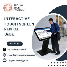 Rent top-quality Interactive Touch Screens in Dubai for events and conferences. Contact Techno Edge Systems LLC at +971-54-4653108 or visit us - https://www.laptoprentaluae.com/touch-screen-rental-dubai/