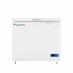  Labtron -25°C chest freezer is a microprocessor controlled unit with a 226 L capacity and a -10 to -25°C temperature range. The unit offers eco-friendly R290 refrigerant, CFC-free polyurethane foam, and 70 mm insulation. Features direct cooling, manual defrost, low maintenance, durable construction, upward door opening, and a digital display for temperature control.