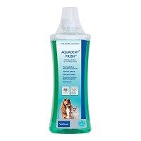 Aquadent FRESH is an oral hygiene additive for dogs and cats. This special formulation helps in control of plaque to decrease bad breath. This highly palatable water additive aids in maintaining dental health in dogs and cats. The oral formulation keeps gums healthy, stops bad breath and controls plaque and tartar formation. Made with an innovative blend of 3 natural ingredients, Aquadent FRESH is an advanced formulation for oral hygiene in pets. Buy Aquadent FR3SH Water Additive For Dogs & Cats Online at best price with free shipping at Vetsupply. 