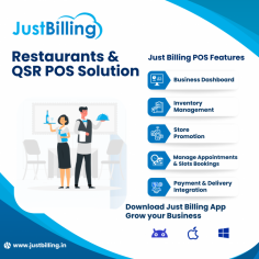 Just Billing is at the forefront of transforming how restaurants and quick service restaurants (QSRs) operate. Our state-of-the-art POS (Point of Sale) software is designed to streamline your business operations, enhance customer satisfaction, and boost your profits. Whether you own a cozy café, a bustling fast-food joint, or a fine dining restaurant, Just Billing’s Restaurants $ QSR POS software is your partner in growth and efficiency.
About Just  Billing
Just Billing is an easy to use and comprehensive GST Invoicing & Billing App for Retail and Restaurant. It runs both on mobile and computer. This GST compliant point of sale (POS) makes it easier for you to keep track of your business and pay more importance to your business growth.

Learn more:   https://justbilling.in/pos-restaurants-qsr/
Download App: https://play.google.com/store/apps/details?id=cloud.effiasoft.justbillingstd
Email: sales@effiasoft.com

